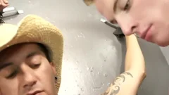 Cowtwink Cuffed And sucked - Factory video