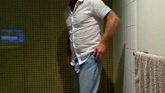 receiveting wet In Shirt Jeans And beneathwear In The Shower