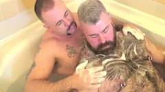 Athletic wet cuban mature in the bath