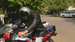 Wanking among caucasian biker