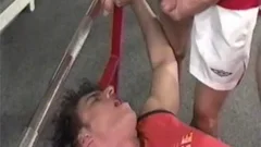 Fit lads hawt threesome In Gym
