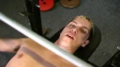 guy jerks off after workout.