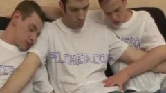 Felching gay boyz three-some