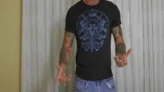Tattoed Muscle man Ricky Sinz Jerks It