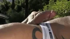 powerful dude Whacking Off Outdoor