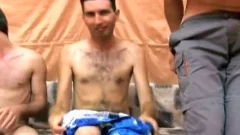 hairy European gets greetingss butt handled with knob
