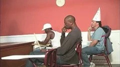 A White guy Shared By Three darksome guys