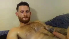 pumped up man With Oiled Body Masturbating With His Hard 10-Pounder