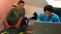 Two youthful dudeents poke after exam