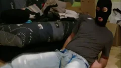 ballbusting game with tennis ball in jeans