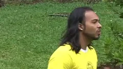 Tan, long haired Latino slings big penis