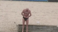 Spy daddy men And Grandpas Swimming naked