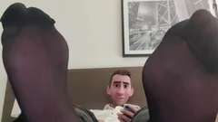 STEP gay daddy - black SHEER SOCKS WHITE dick! - COME WORSHIP MY FEET WATCH ME EDGE MY HARD WHITE dick & sperm together