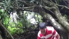 young Latinos boning In The Woods And River
