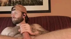 bushy guy stroking