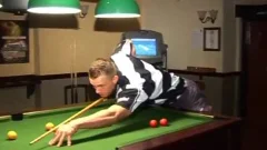 A admirable cook jerking After Playing Pool