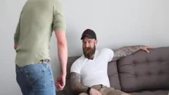 hirsute Muscle Daddy In sleazy wang hammers His gigantic rod In Jockstrapped Sub