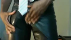 monstrous bulge in leatthis manr pant