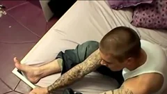 Tatted Alpha chap Cums In His Sock