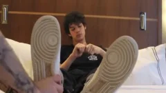 Young latino gay barefoot feet teasing scene