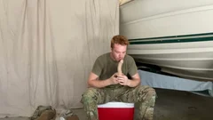 Active Duty: Tattooed Hunk Stroking for Joy