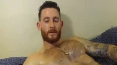 pumped up man With Oiled Body Masturbating With His Hard 10-Pounder
