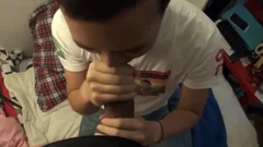 big Latino 10-Pounder plowing Chinese fellow