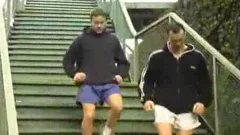 Public crappers threesome