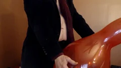 Balloonbanger 60) Slow joy W Med Sized Balloon-Jerk sperm Pop