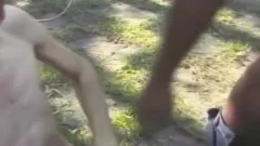 Young latino couple interracial banging in the farm
