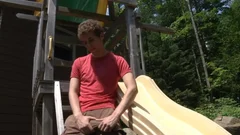 Next Door Twink: Curly-haired Beauty Goes commando in Nature