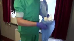 25yo Male Patient gets Fisting Initiation By Surgeon On The Examination Table.