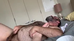 hirsute Bearded fat Daddy Bear Worshipping His Friens's Feet