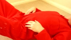 Red and Blue spooge out of tthis guyir boiler suits