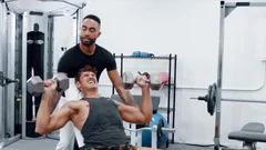 Darksome Gymrat Deepthroats Some Pumped Up Large White penis