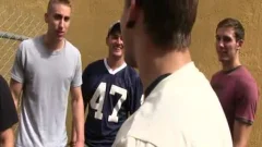 Frat boys outdoors hazing ritual