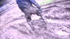 Wearing latex jerking big dick outdoors