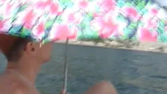 Ginger cutie and his friends bang outdoors