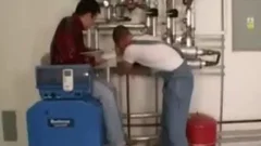 hairy brunette Joins two Bi boyz In Teh Boiler Room