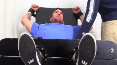 pumped up And Tattooed Casey fastened Up And Feet Tickled Hard