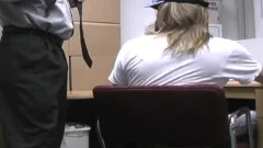 Hard booty plowing on tthis guy office