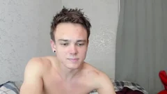 handsome youthful fellow With Blue Eyes Stroking His cock In webcam