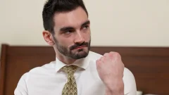 Bareback Sex Wrecks His Weak Brunette Hole