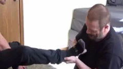 suck That Fuckin cock Faggot pooper hooker naughty Pig Sniffs And Rubs My Shoes And Sock Feet Then Sniffs My pooper And suck Out My Nut