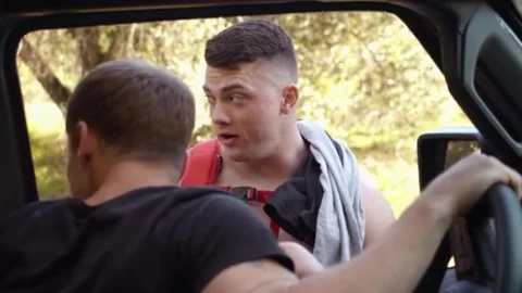 Justin Matthews bones Ripped & Shirtless Hitchhiker