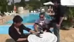 gay Threeway pound By The Pool