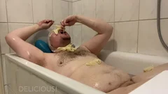 BHDL - THE BREATHTUB 3 - bizarre LATEXGLOVE BREATHPLAY WITH cum drinking IN THE BATHTUB -