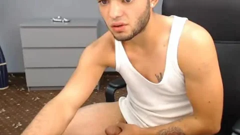 Romanian pretty chap Cums On web camera, lusty bushy wazoo