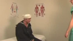 Butt sex along with young nurse wearing military