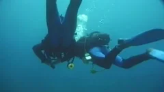 Male Divers Go Down On Each Other By The Ocean.